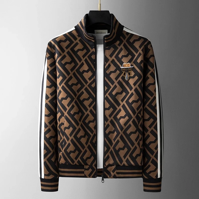 罗尔基那斯立领刺绣复古夹克欧洲站时尚气质春秋男士休闲卫衣外套