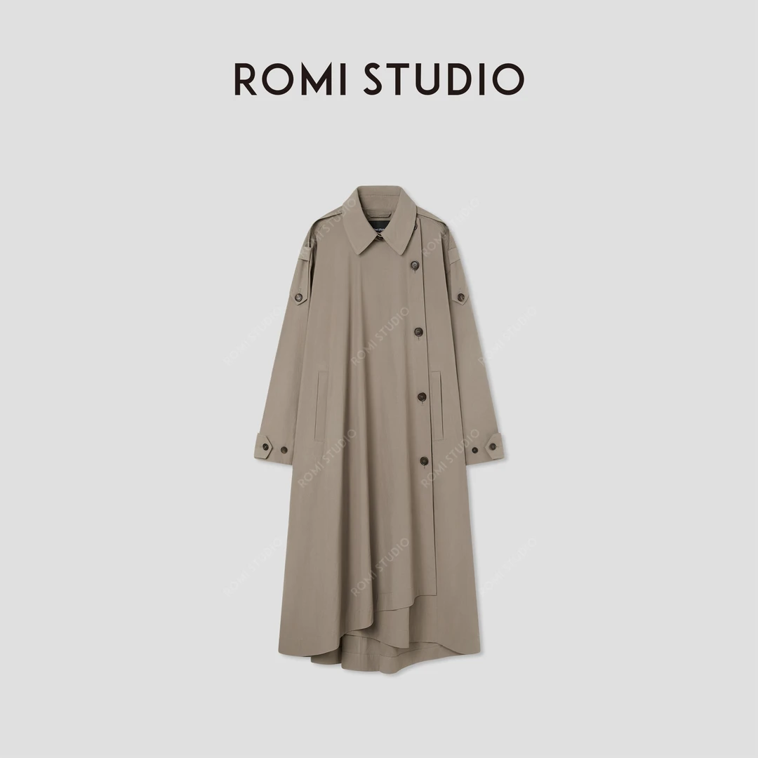 ROMI STUDIO 100%匹马棉轻薄不规则裁剪设计感风衣 RW25SWG0077