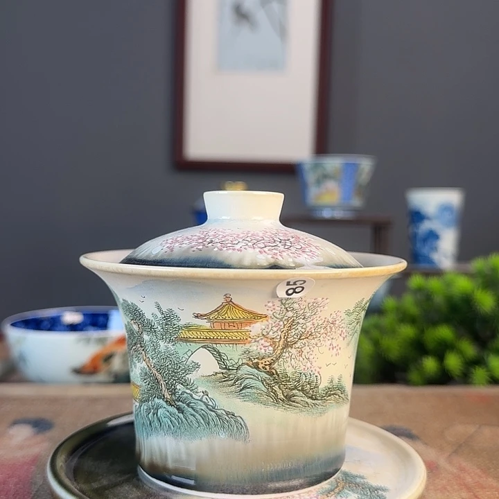 摆件景德柴烧茶杯多人