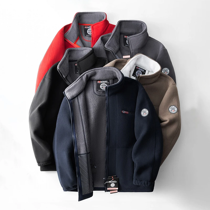 立领秋冬季男复古工装教练夹克大码男士港风摇粒绒外套