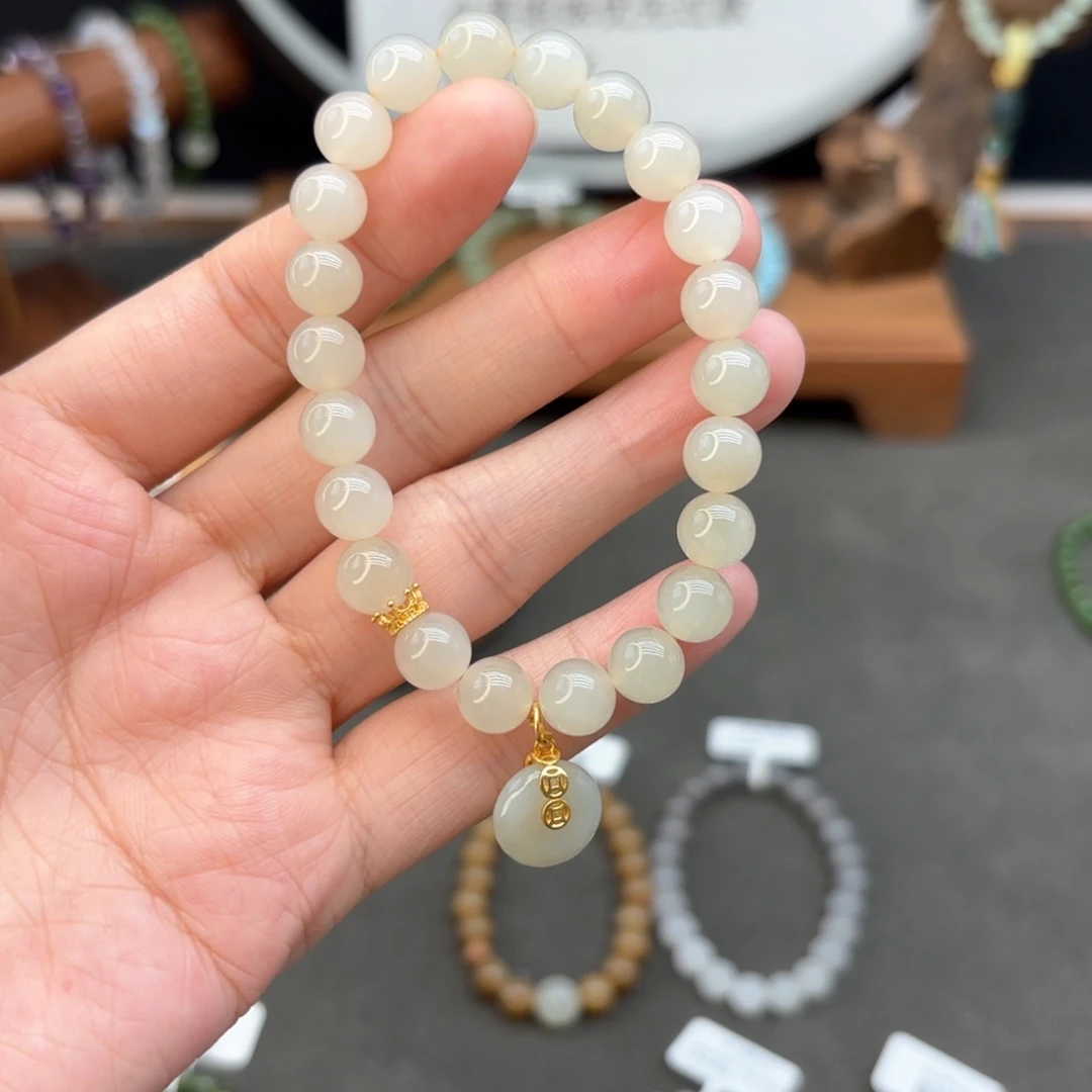 银S925镶嵌手链和田玉