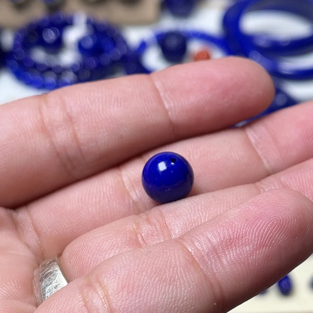 顽***主青金石未镶嵌精品9mm三颗