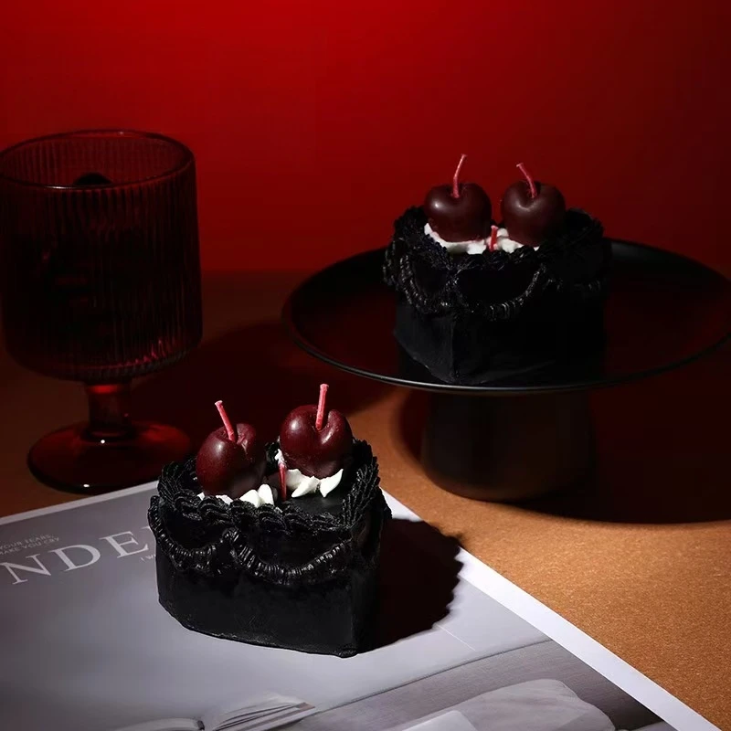 【极光意象】复古樱桃蛋糕香薰蜡烛伴手礼拍照道双烛芯