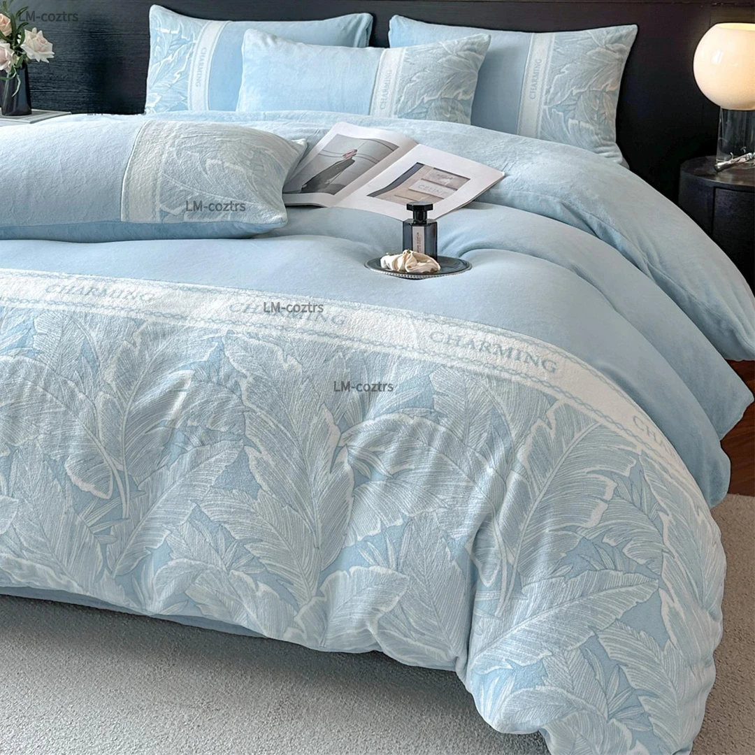 高级感加厚牛奶绒床上四件套冬季双面法兰珊瑚绒被套加绒床单床笠