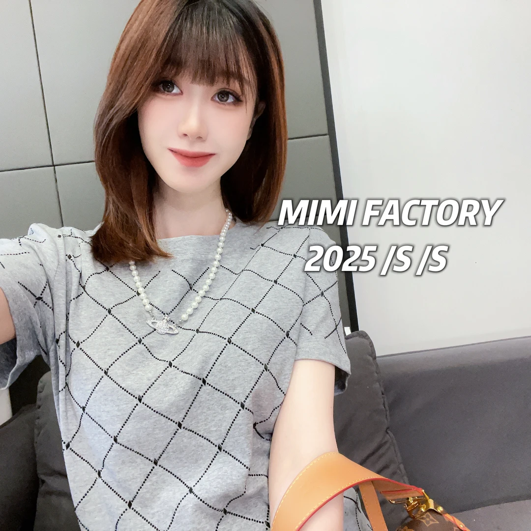 芈芈 2025新款短袖 欧货重工满钻短袖T恤女时尚修身显瘦上衣2634#