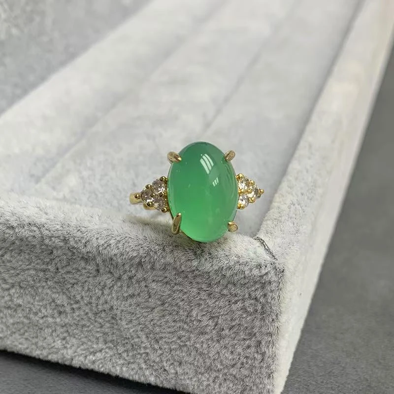 （七七甄选）时尚轻奢玉髓戒指合金镶嵌