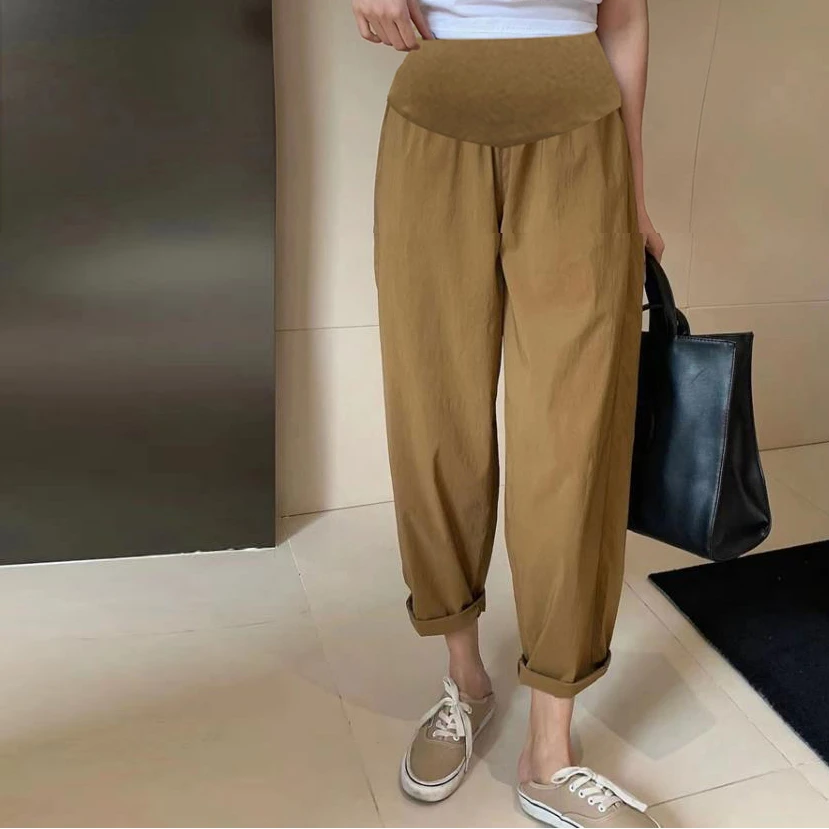 145-155矮小个子孕妇裤子夏季薄款八分裤休闲萝卜托腹裤孕晚期150