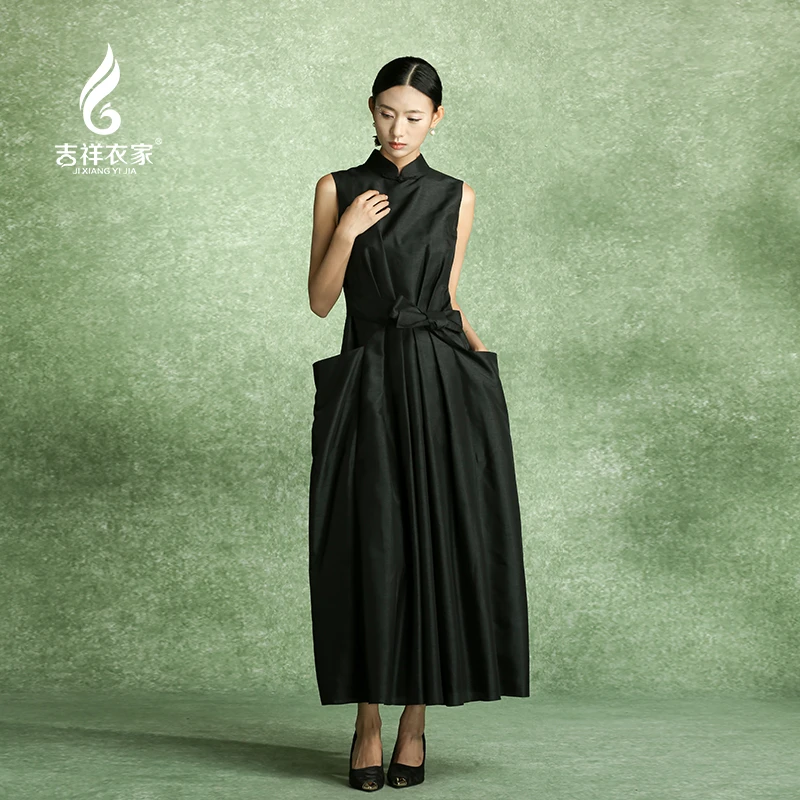 吉祥衣家如朱丝弦连衣裙中国风新中式复古女装夏季无袖气质女装