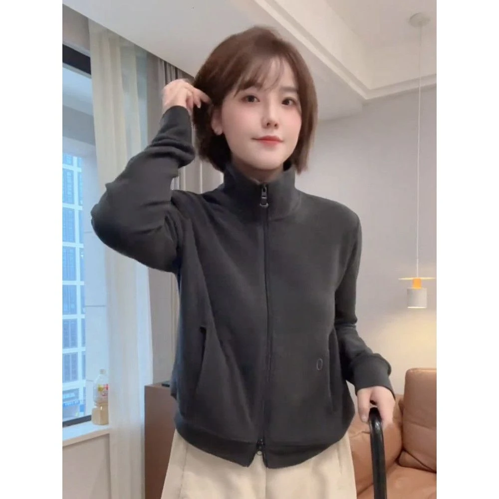 拉链开衫立领双面绒卫衣外套女春秋款2025爆款时尚洋气短款上衣