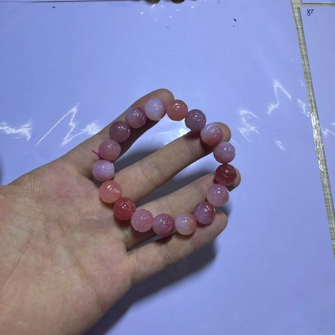 天然盐源玛瑙莲花珠手串-卡12mm-多样性发一
