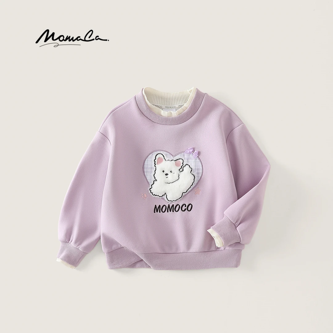 MOMOCO春秋季女童中大童洋气甜美卡通熊卫衣长袖上衣77740232012