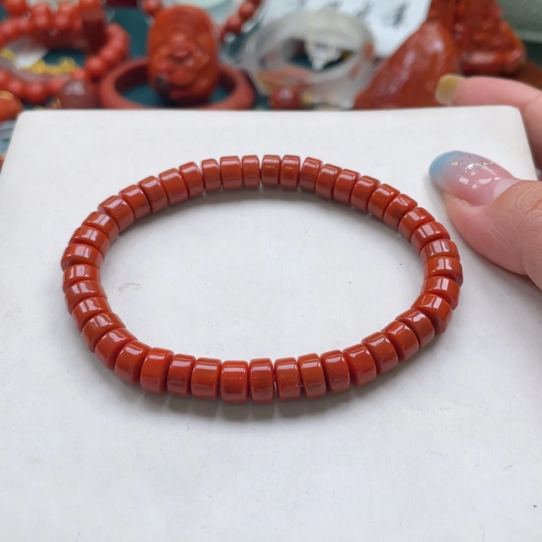 南红玛瑙未镶嵌川料南红满肉药片单圈7+mm