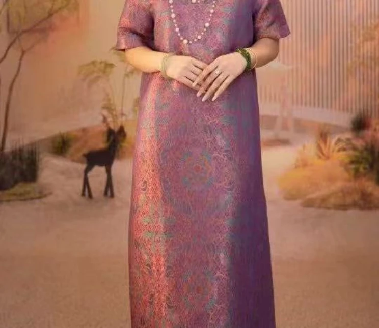 兰因璧月｜夏季新款宋锦双面穿时尚气质女装连衣裙2024B404-清清