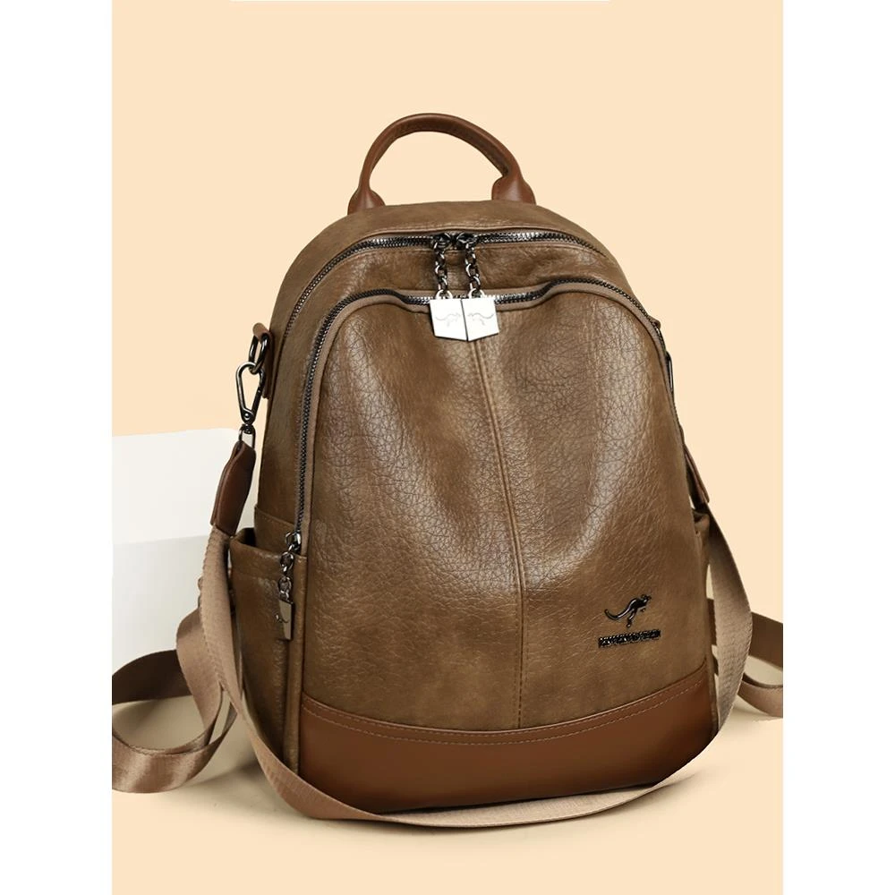 品牌真皮双肩包女2025新款休闲女士小背包覆古老钱风背包百搭软皮