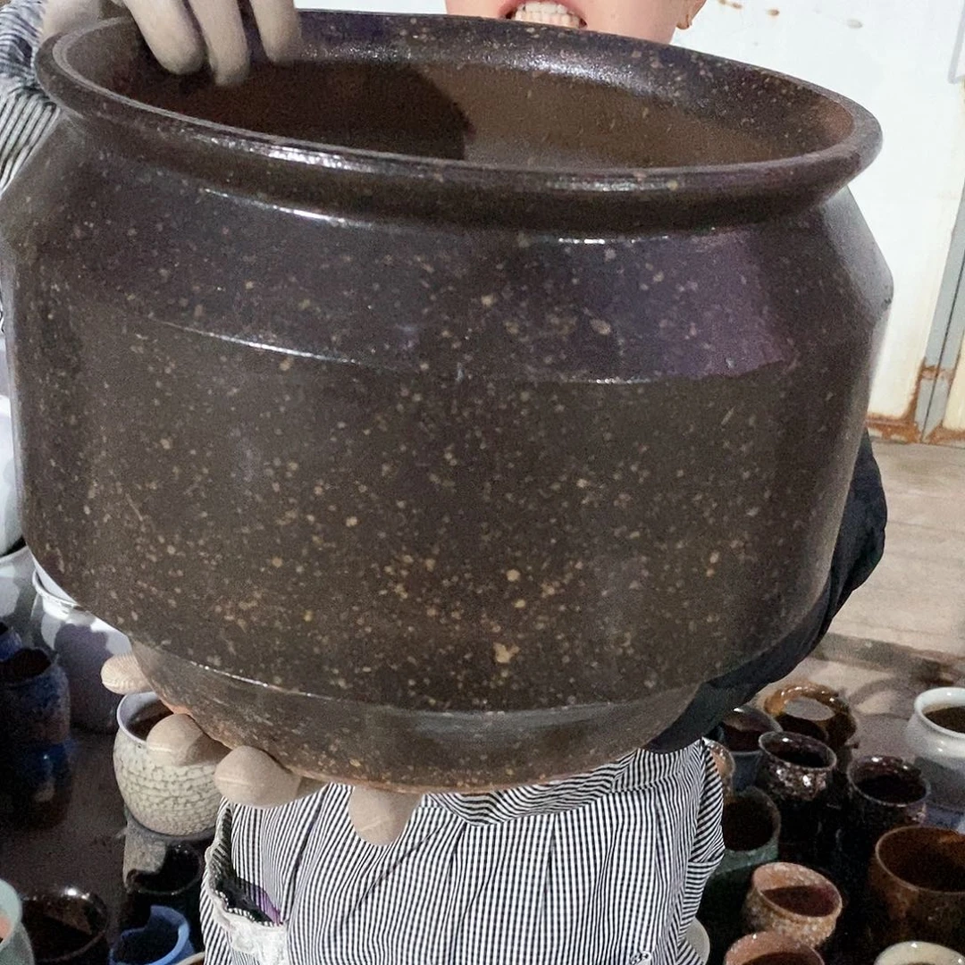 紫砂花盆瑕疵口29高24瑕疵