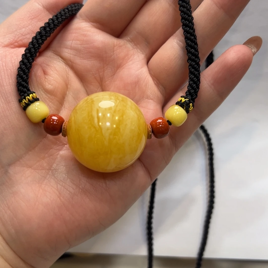 桃****琥珀未镶嵌颈饰蜜蜡颈链