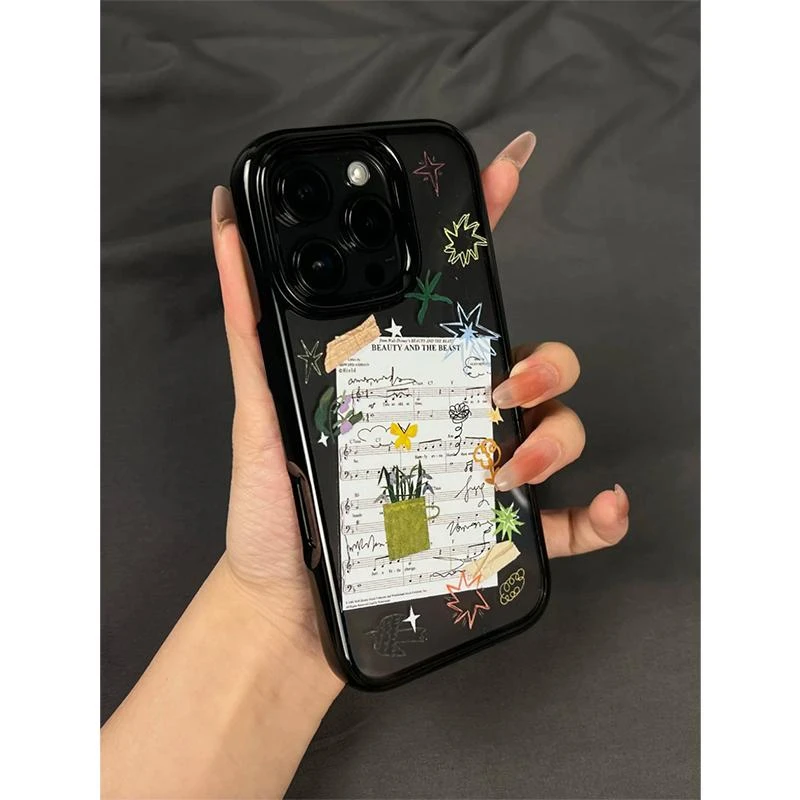 星星英文乐谱适用iPhone16/15promax手机壳13/14简约透明12