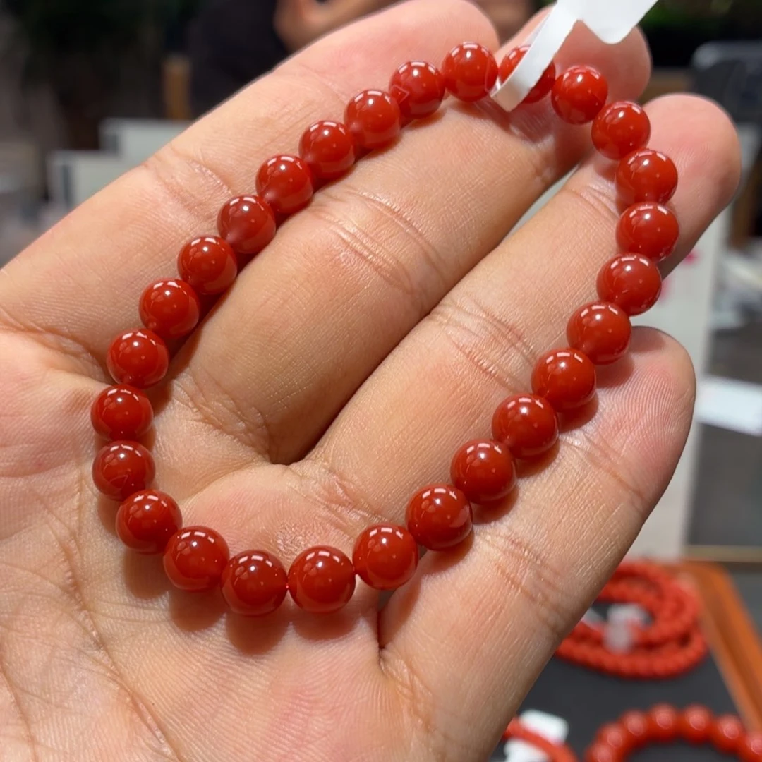 南红玛瑙单圈未镶嵌7mm➕览坡老料锦红