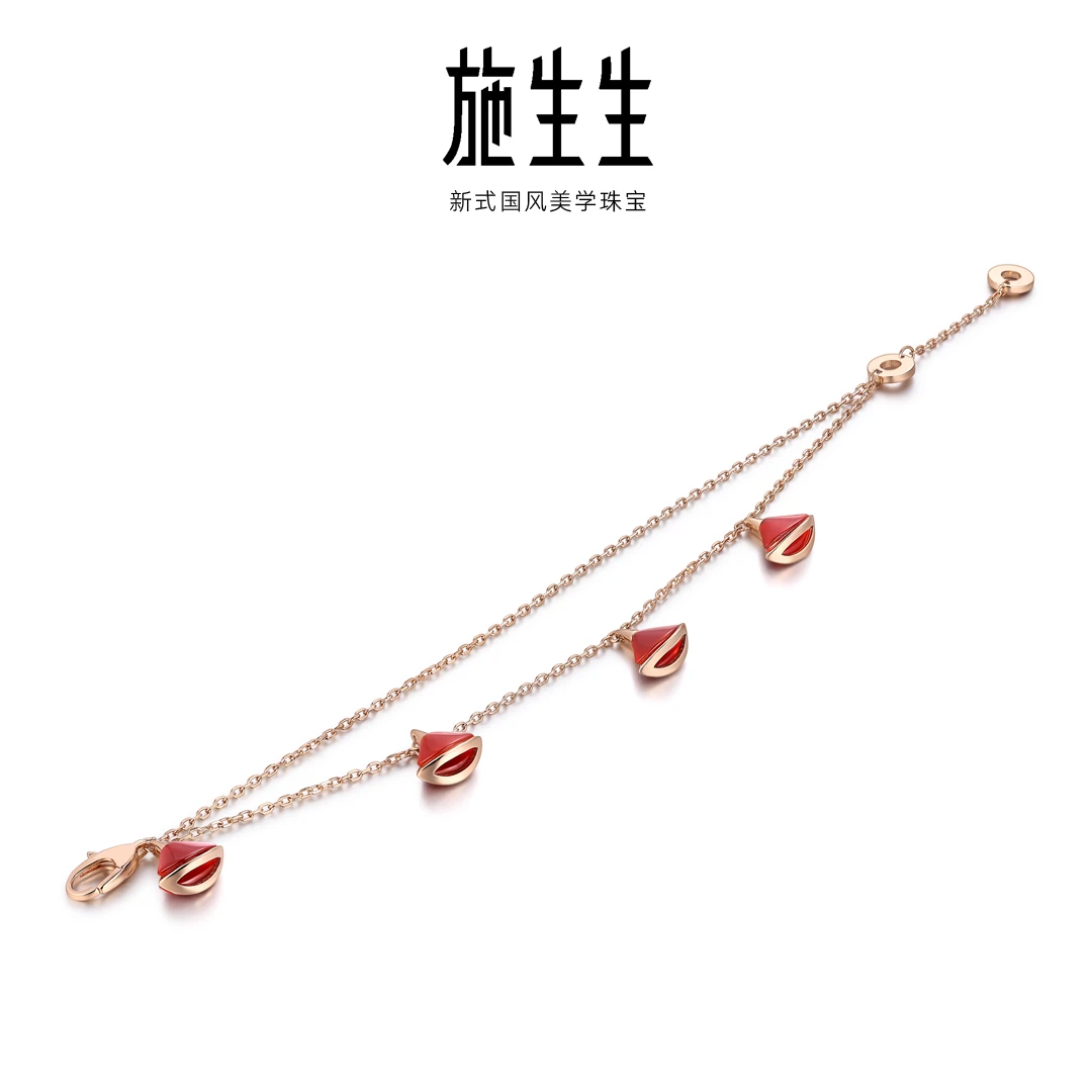 925银手链 【施生生珠宝】S925银红色mini裙子气质手链027623