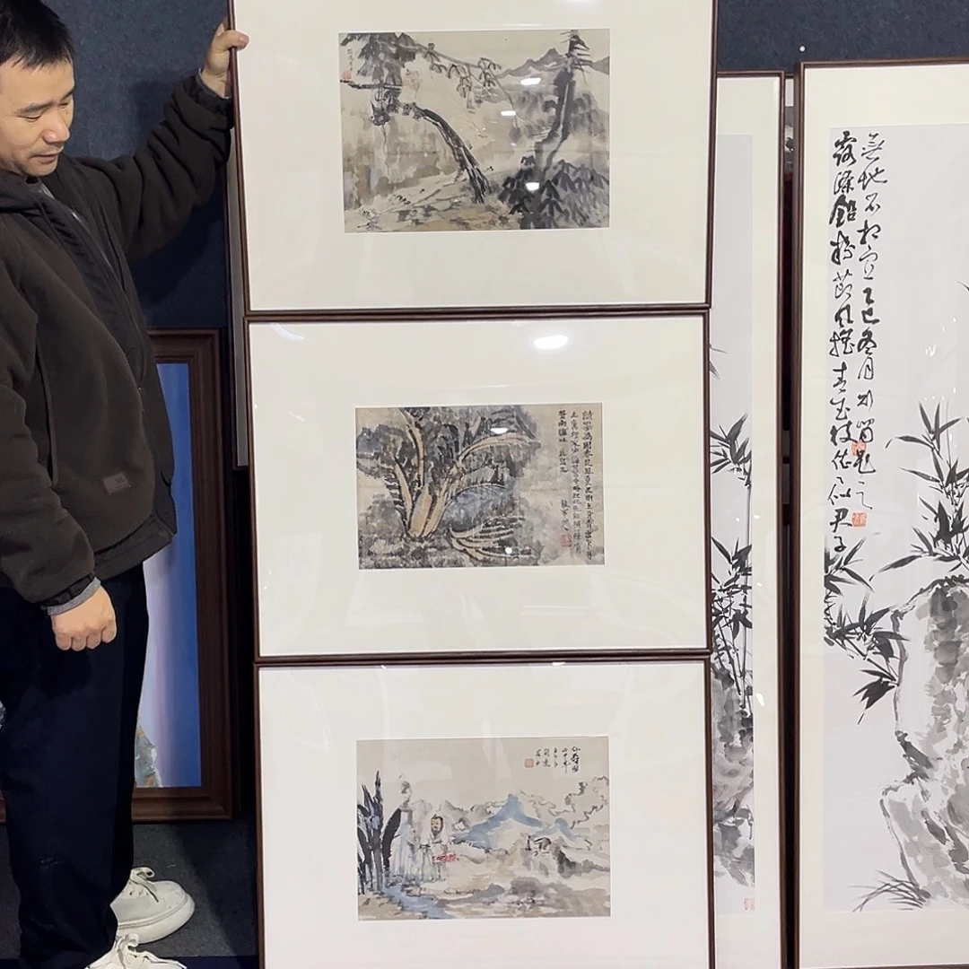 国画手绘画作品带框80/60