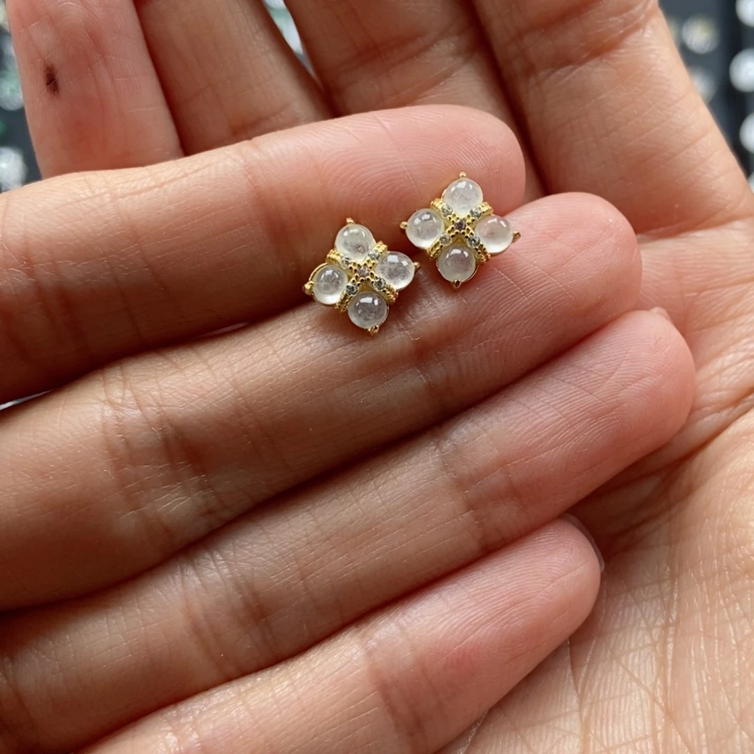 翡翠耳饰银S925镶嵌山****?翡翠首饰