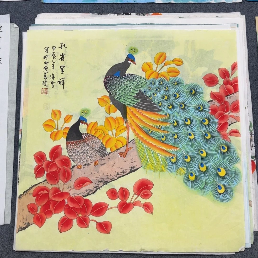 国画尺寸70X70手绘作品