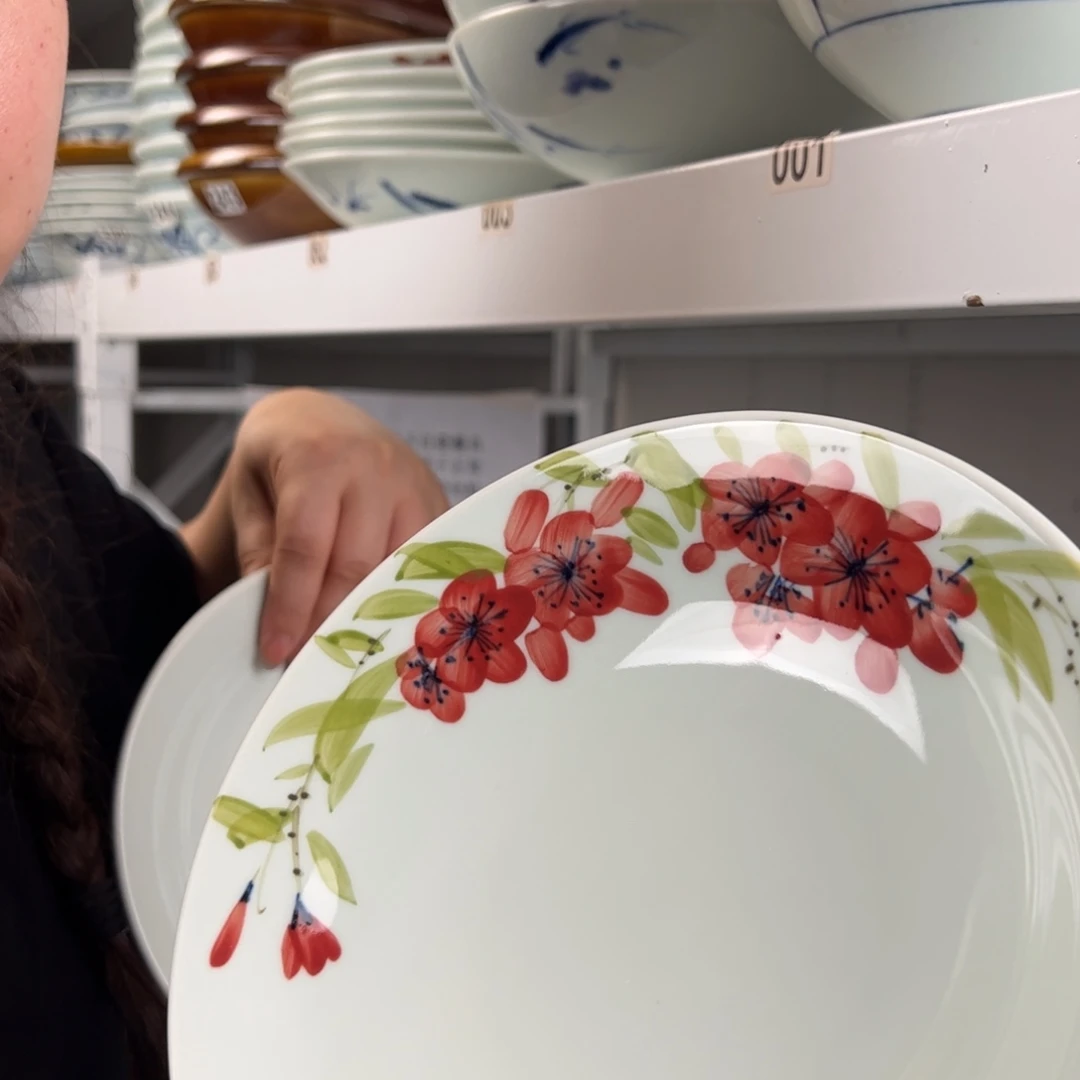 碗微瑕手绘桃花8寸明式古碗（单只装）