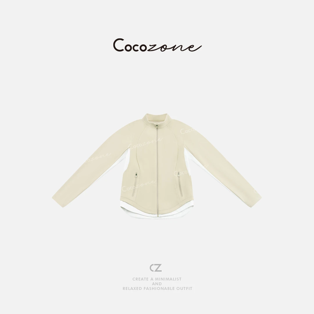 COCO ZONE 刘一一 早春撞色运动休闲拉链口袋外套CD1A0221