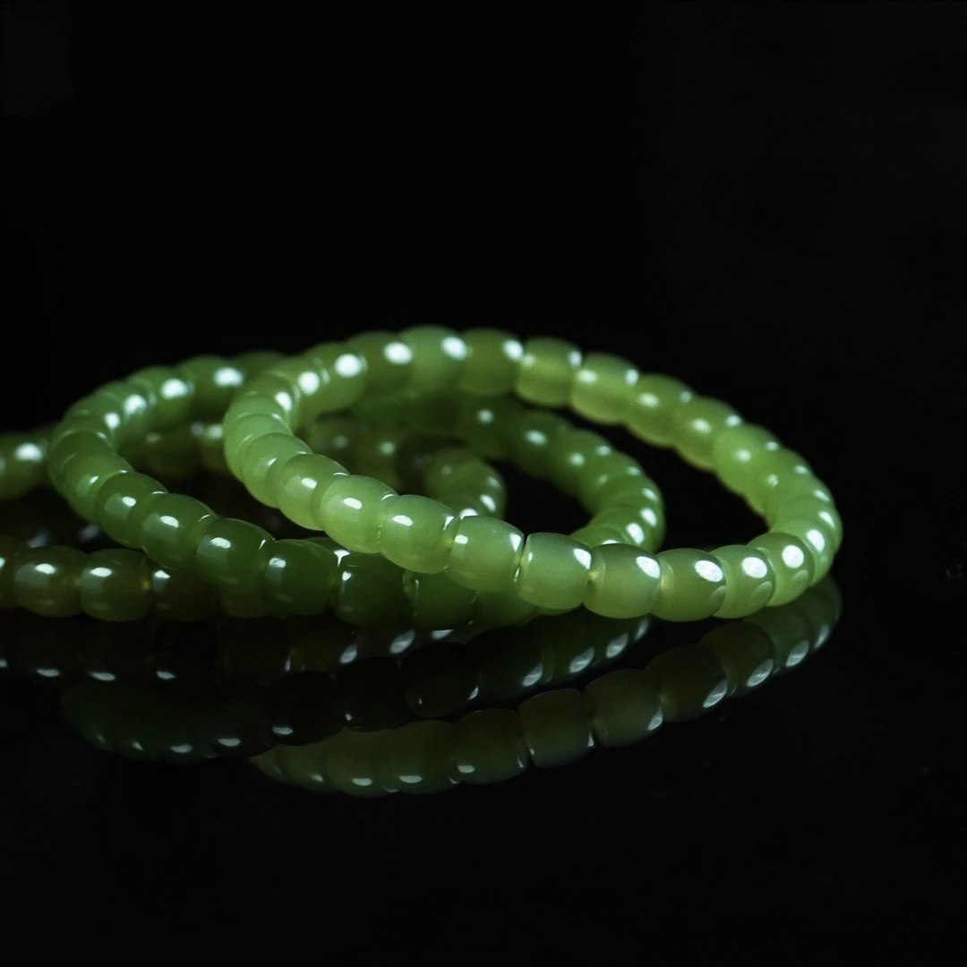 V姐|心选|和田玉俄碧直切手串6.5*7.5mm-HL7211多样性发其一