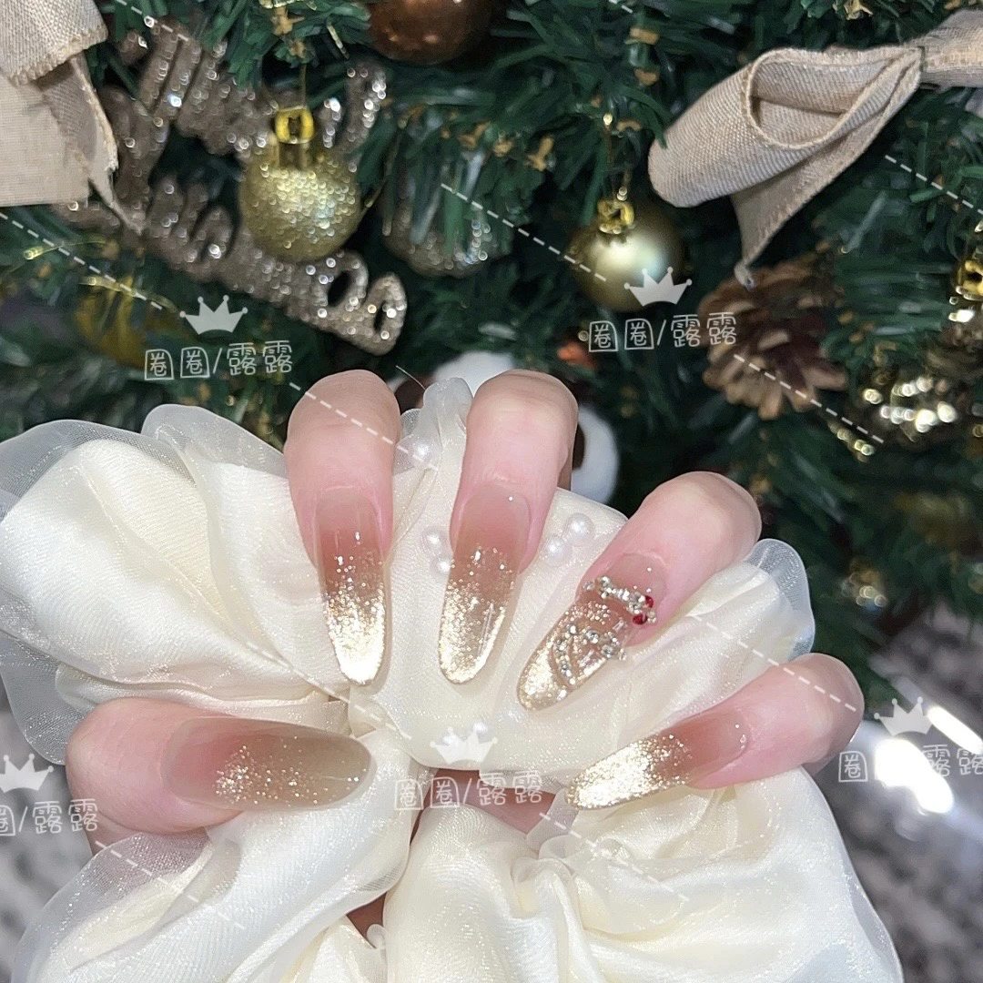 【香槟灵蛇】猫眼腮红高级纯欲ins气质优雅学生手工穿戴甲返潮复古