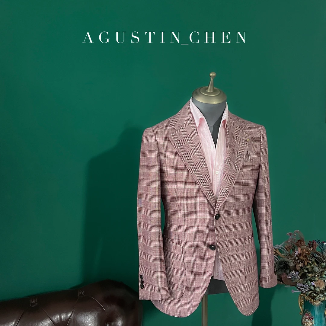 Agustin_CHEN 意式软结构亲王格平驳领西装免熨修身时尚休闲单西