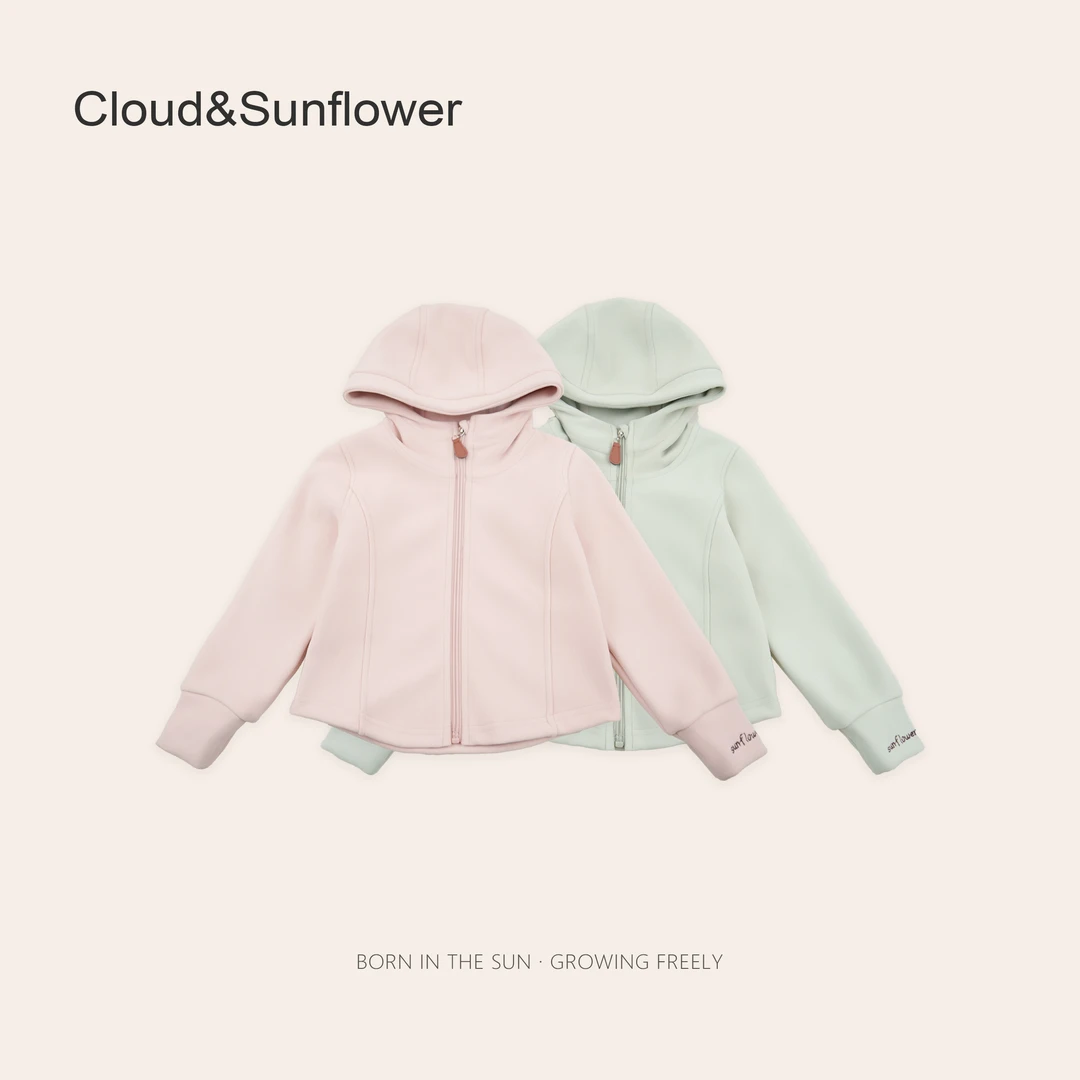 女童春季原韩D纯色拉链款连帽休闲外套1113524