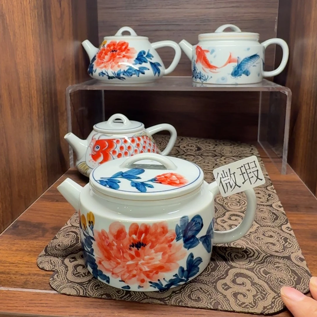 釉下手绘茶具微瑕
