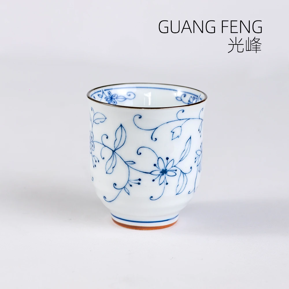 【线唐草】 日本进口高身杯（青）7.5*8CM