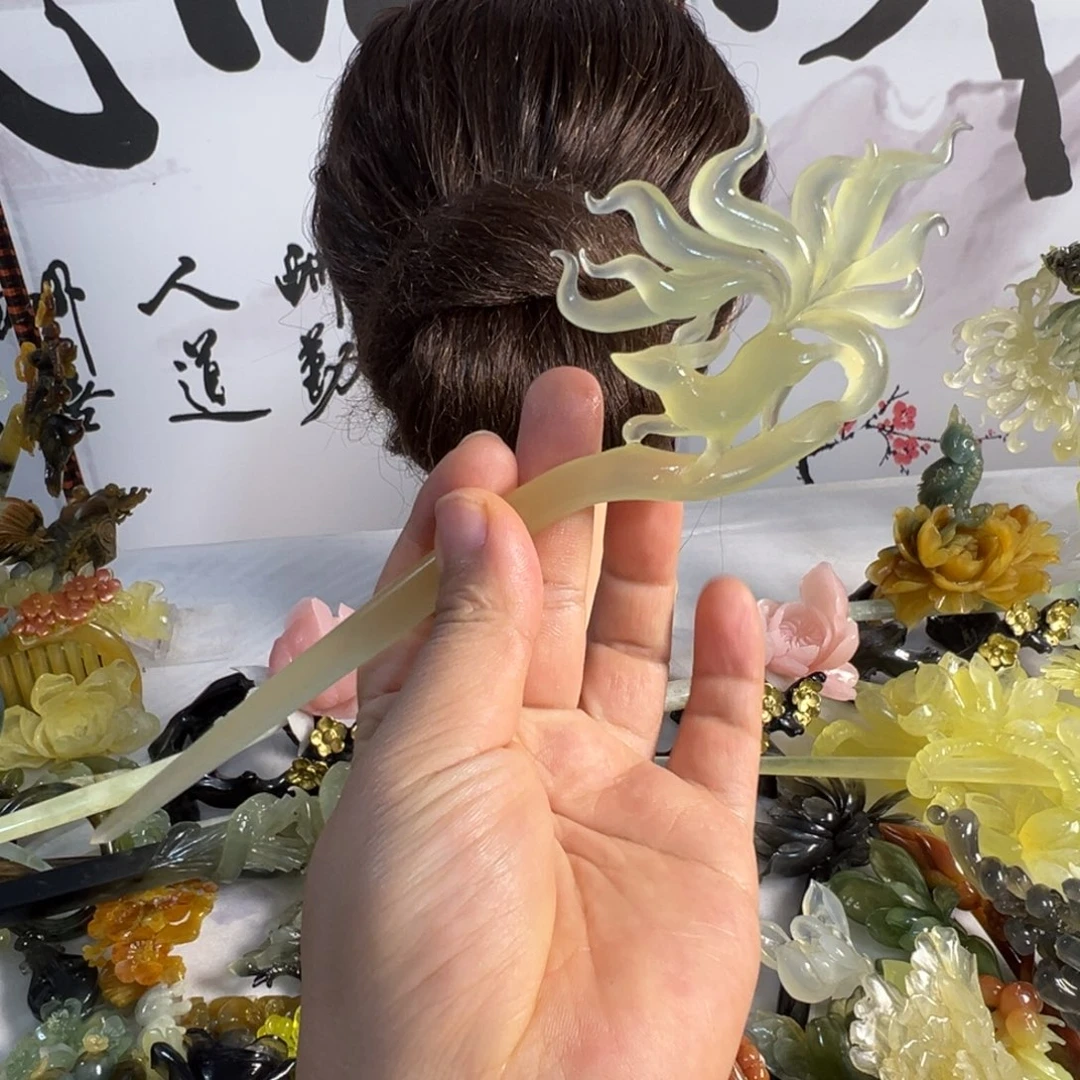 定制蛇纹石玉毛货发饰