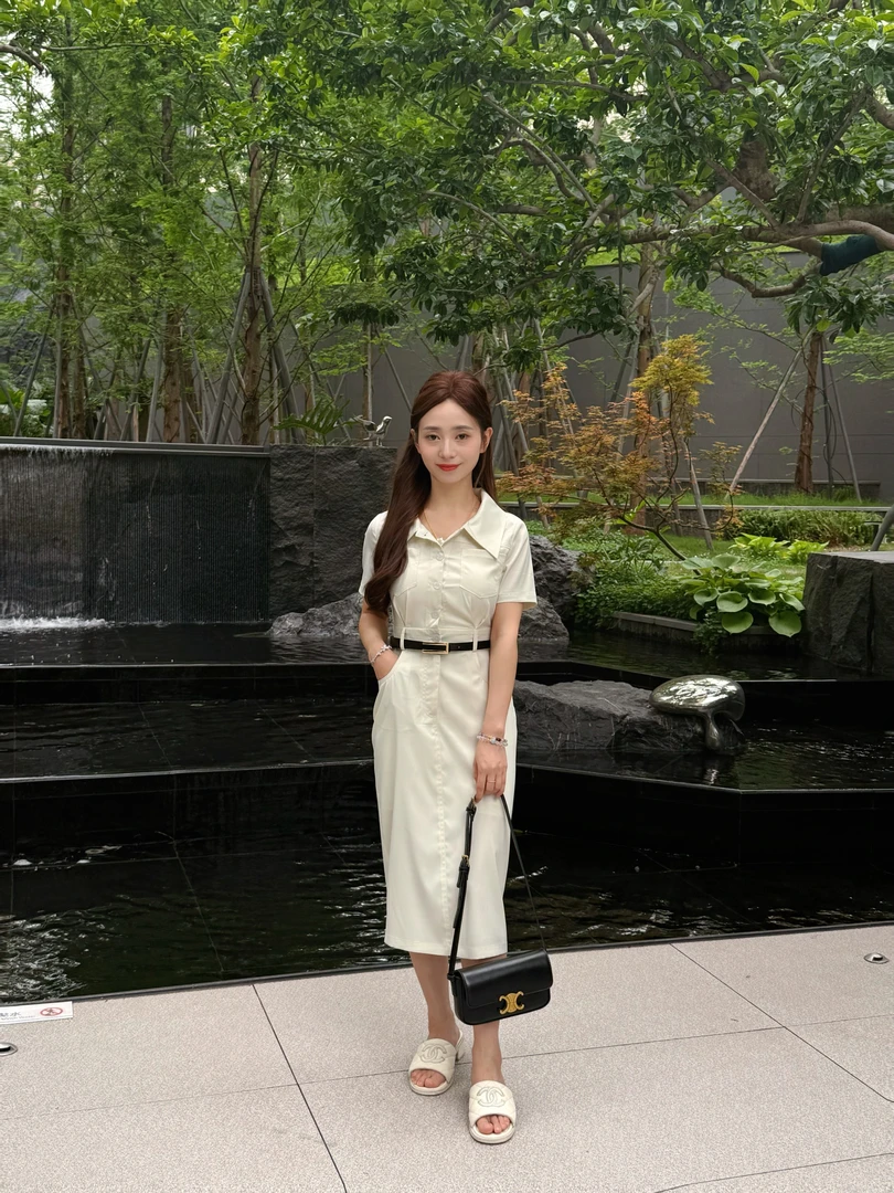 【清】小个子定制中长款收腰显瘦洋气修身休闲夏季工装连体裙TB2504