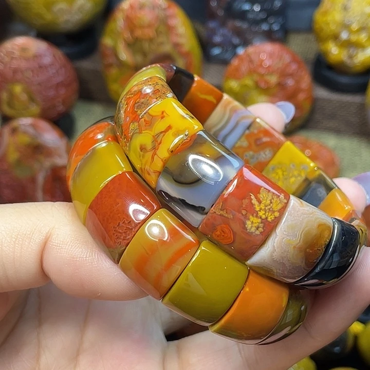 玛瑙/玉髓未镶嵌珠宝奇石品质多宝手牌一条价588福利