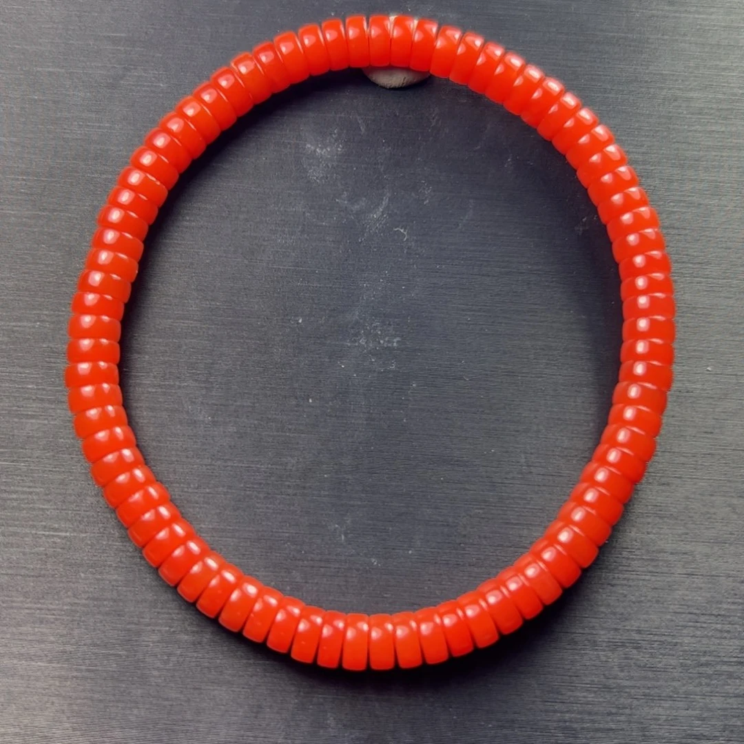 南红玛瑙未镶嵌药片东山大水沟柿子红卡5m药片手串