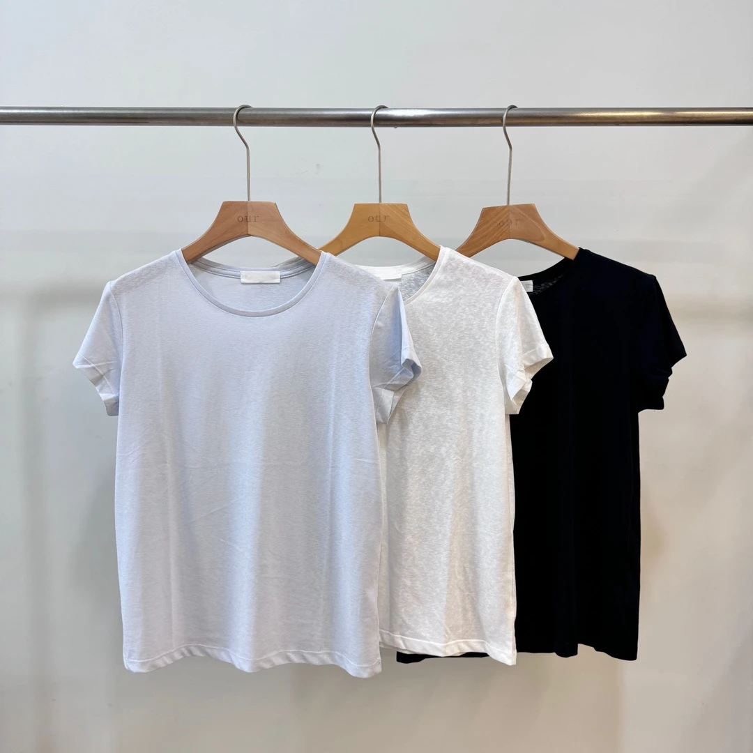 韩国正品 基础款正肩纯色休闲圆领短袖T（NO退~）
