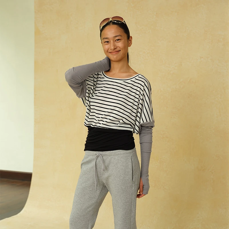 NOANSWER25SS/条纹撞色船领针织衫显瘦堆叠感上衣女