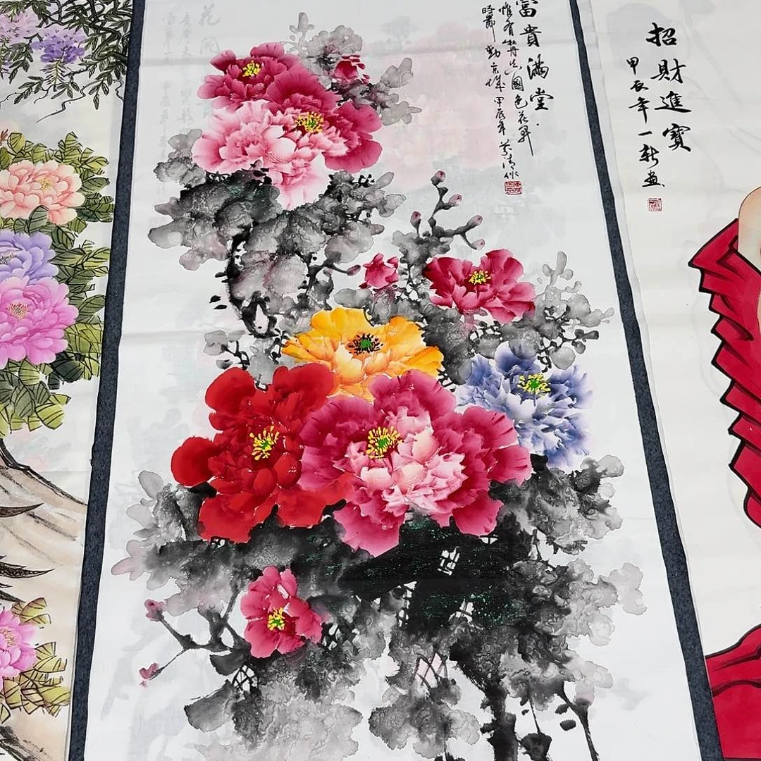 国画四尺尺寸70X140纯手绘作品