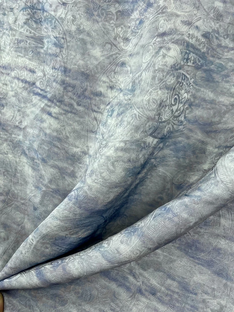 【罗马假日-碧蓝】人丝提花扎植物染面料国风新中式面料