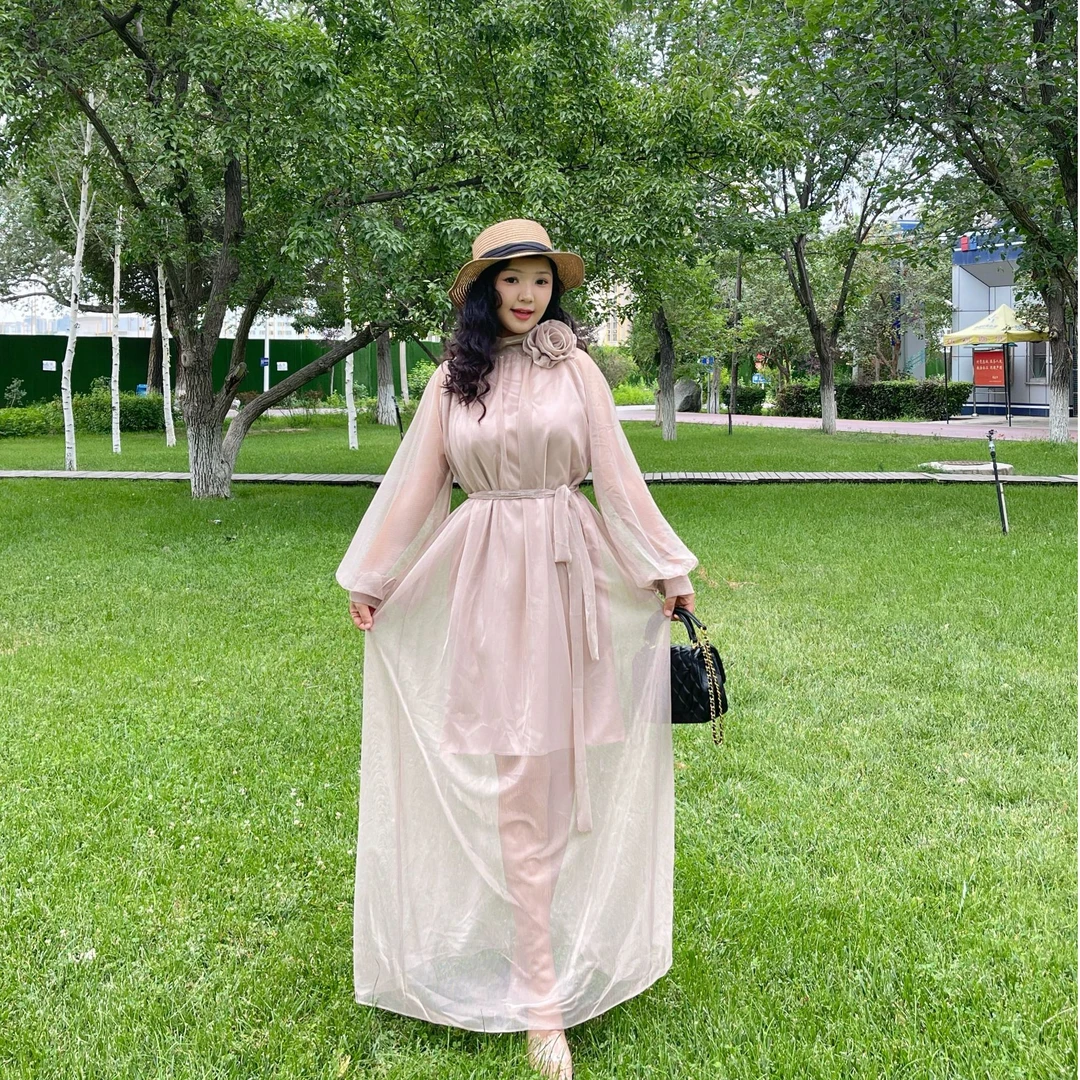 夏季新款仙气飘飘长袖气质森系收腰法式连衣裙女装连衣裙送腰带