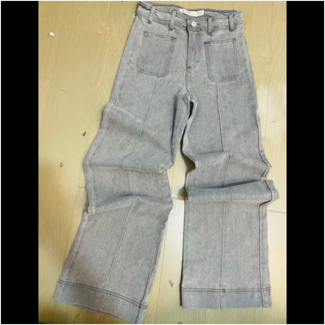 284#YKK拉链高腰微弹1366#工装奶奶阔腿裤