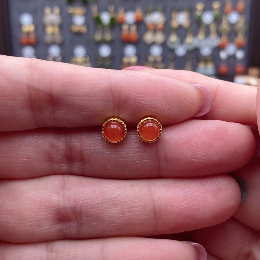 银S925镶嵌和田玉耳饰