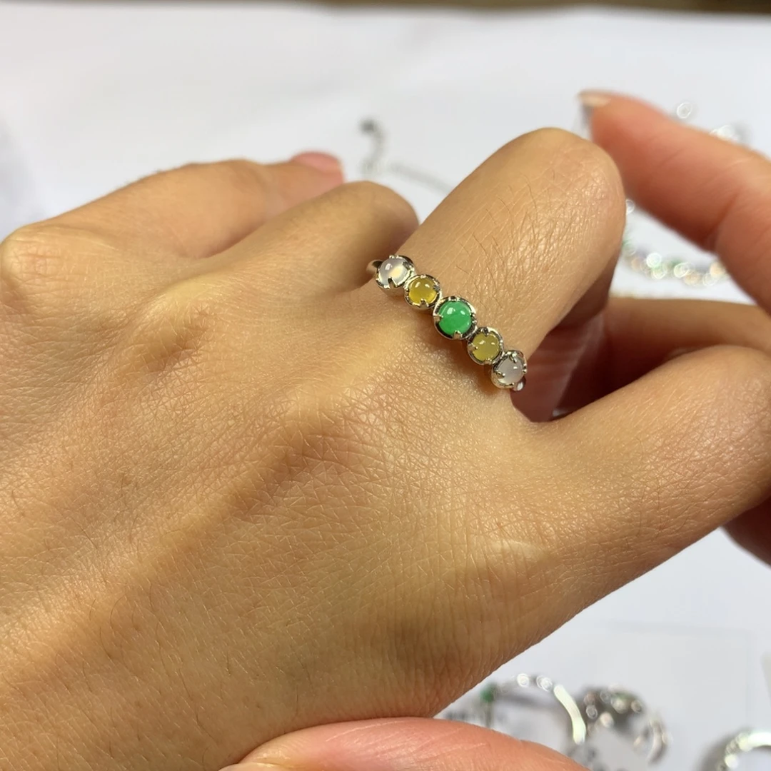 翡翠银S925镶嵌戒指戒指