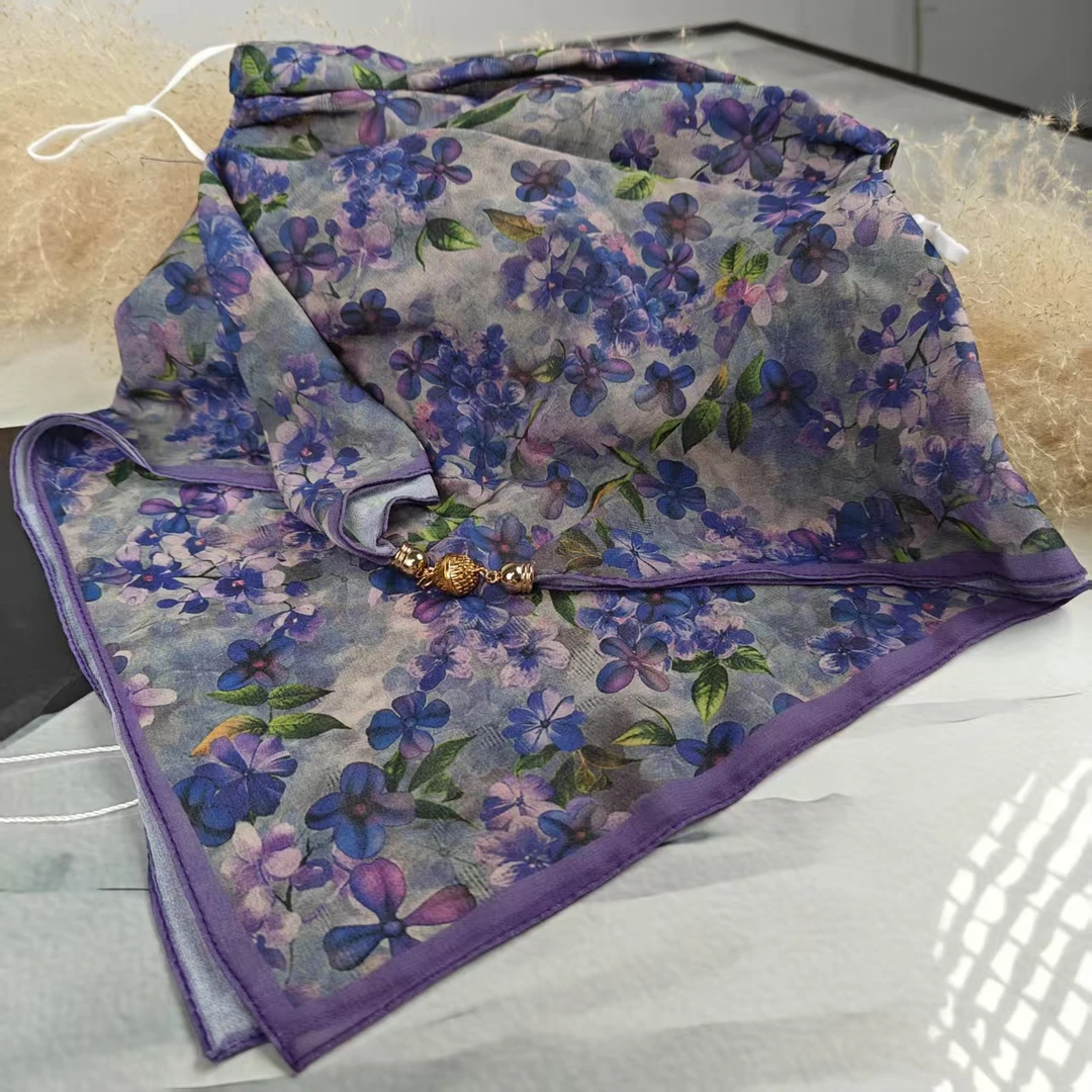 【 紫藤花】薯莨纱清新透气清爽防晒重磅国风面罩丝巾磁吸扣-K11