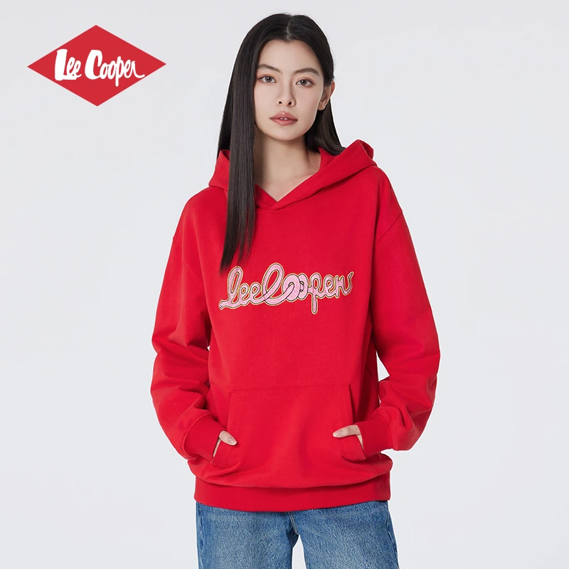 LEE COOPER户外旗舰店新年红连帽卫衣休闲蛇年本命年上衣男女情侣