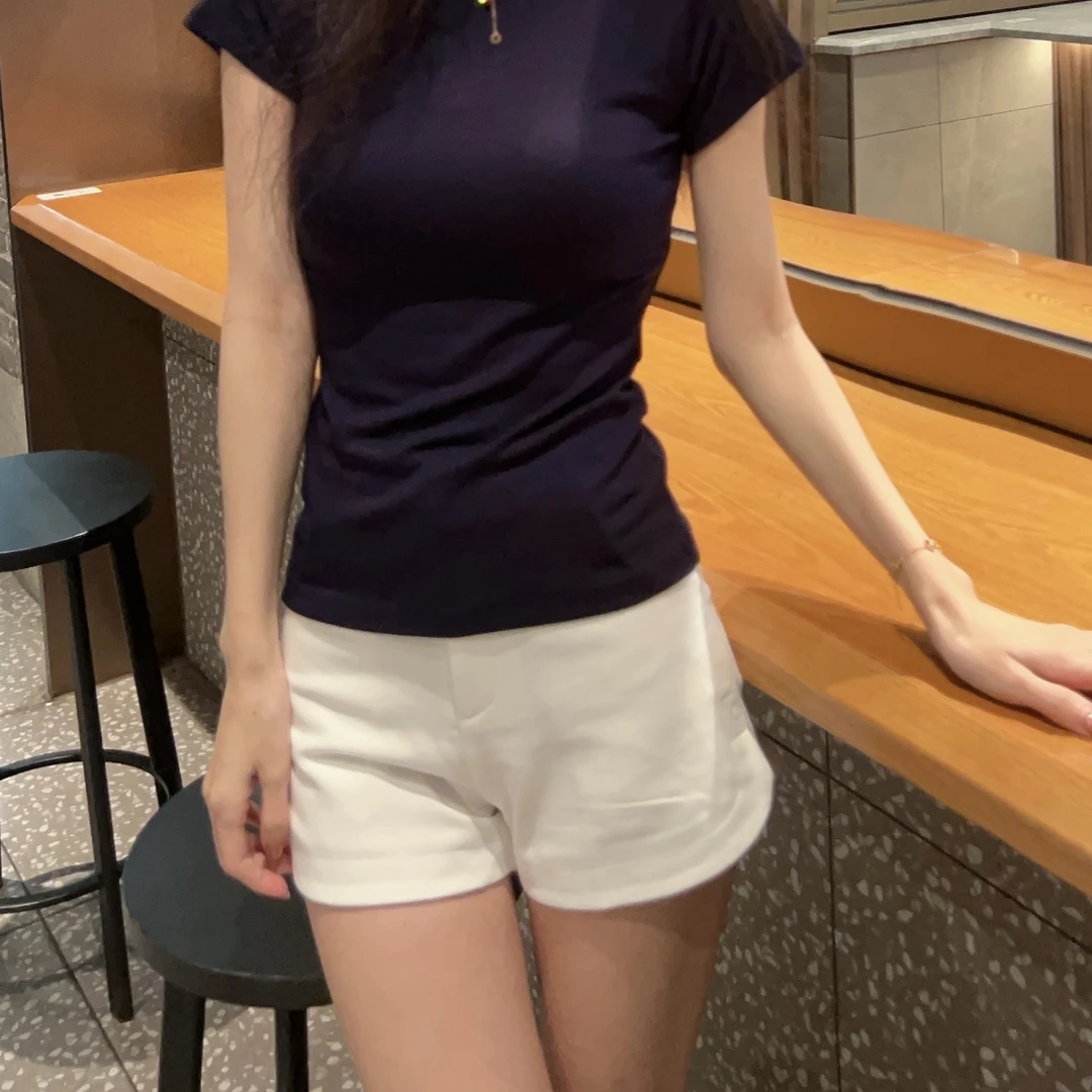 韩版洋气设计感白色西装短裤短款显瘦夏季气质紧身高腰百搭休闲