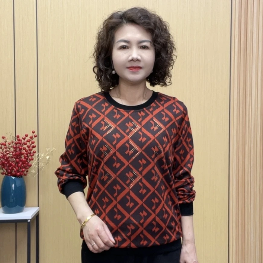 2025春季妈妈装高品质气质时尚长袖减龄百搭春秋显瘦洋气打底衫